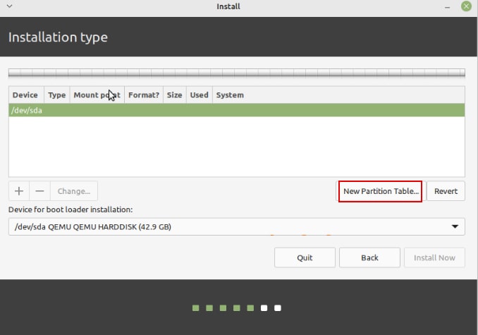linux mint install disk partitioning
