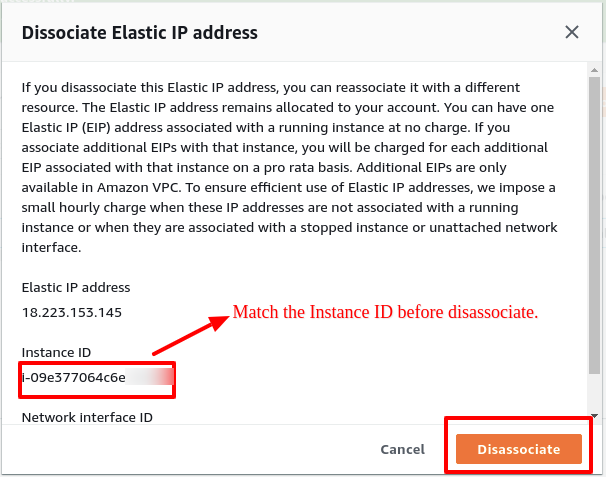 Disassociate Elastic IP