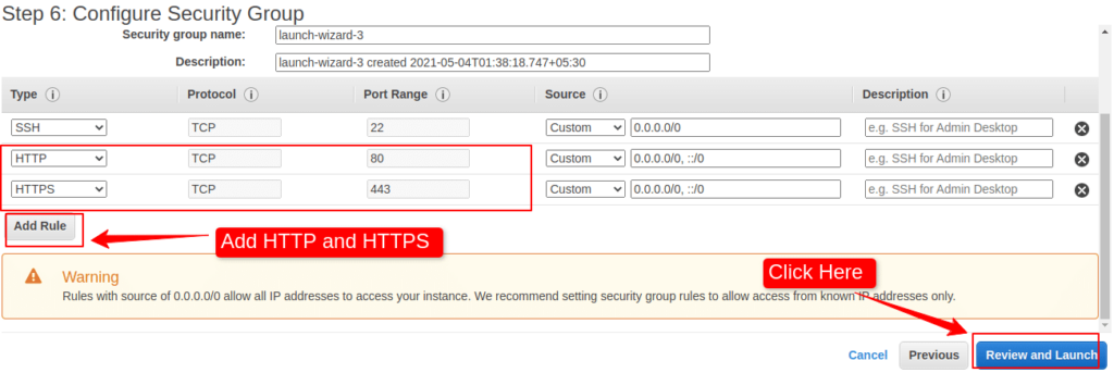 http and https port add