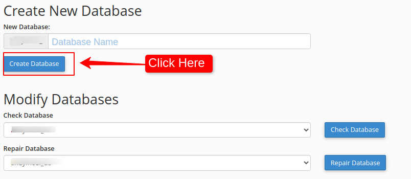 create MySQL database.