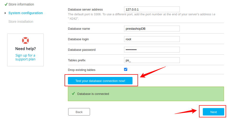 check database connection prestashop