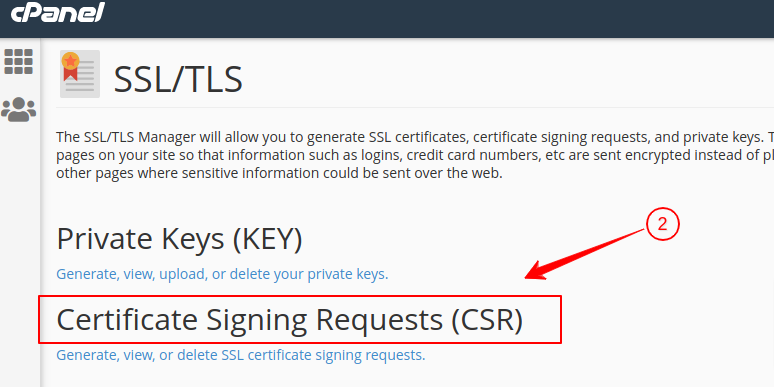 CSR generate in cPanel