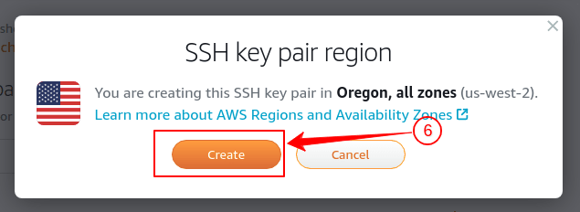 ssh key pair region