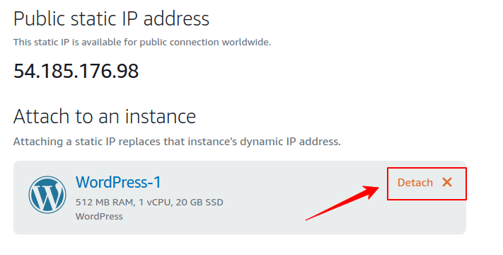 detach static IP