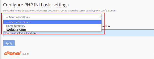 choose PHP INI file to edit