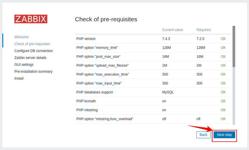 Zabbix server pre-installation requirements,