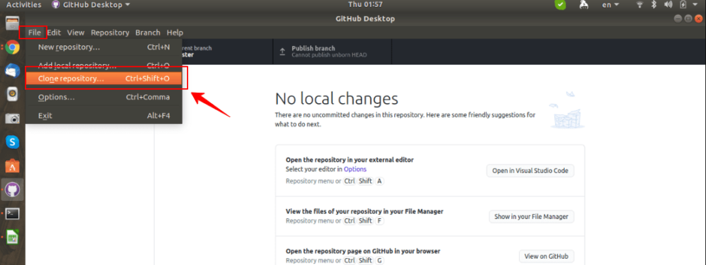 clone repository from GitHub desktop application.