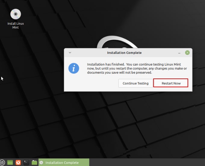 Linux mint installation complete