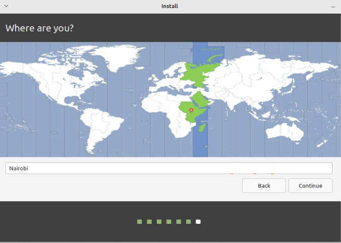 Installation time zone select linux mint