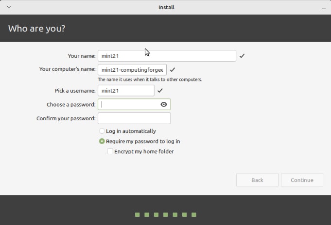 User preferenece select linux mint install
